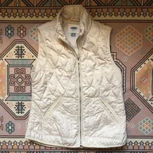 Old Navy M Cream Quilted Vest